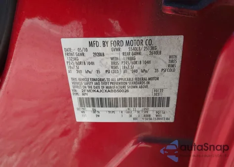 2010 Ford Edge Sel from USA, damaged, VIN 2FMDK4JCXABB50026